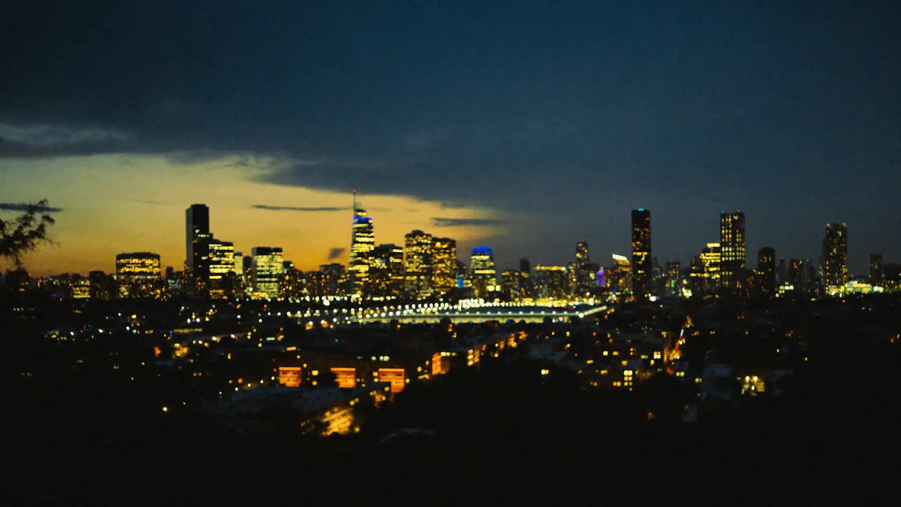 Vista del centro de Houston al anochecer